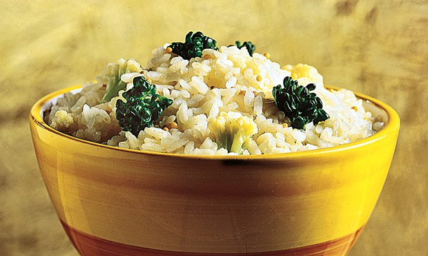 Risoto de brócolis e couve-flor
