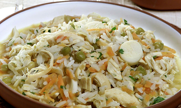 Risoto de frango e palmito