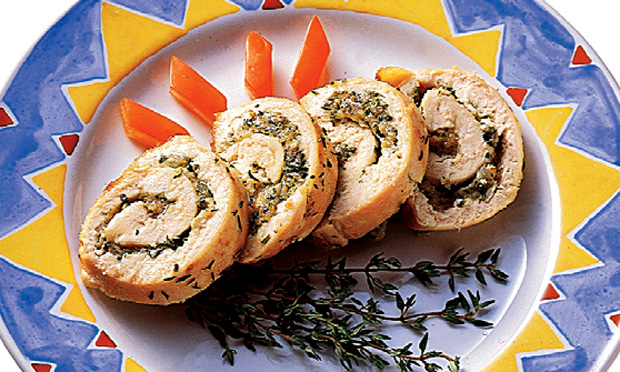 Rolinho de frango com gorgonzola
