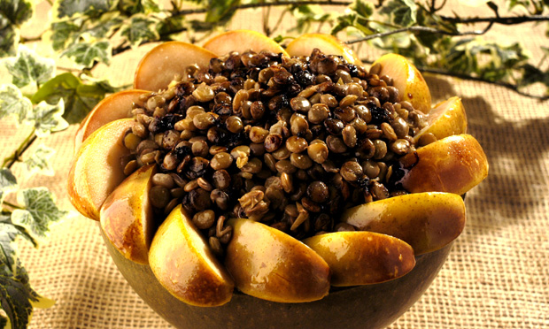 Salada de lentilha com pera
