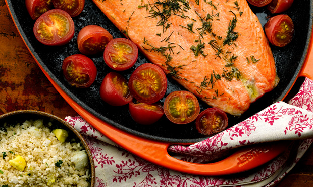 Salmão com farofa d’água