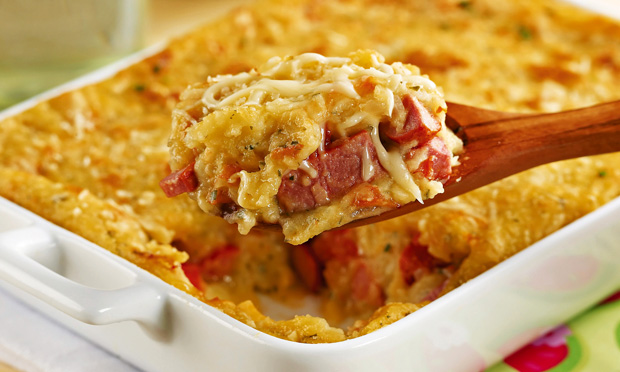 Salsicha com purê de batata