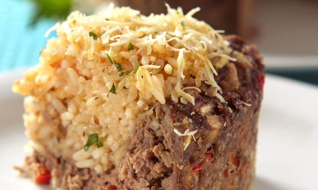 Torta de arroz com carne
