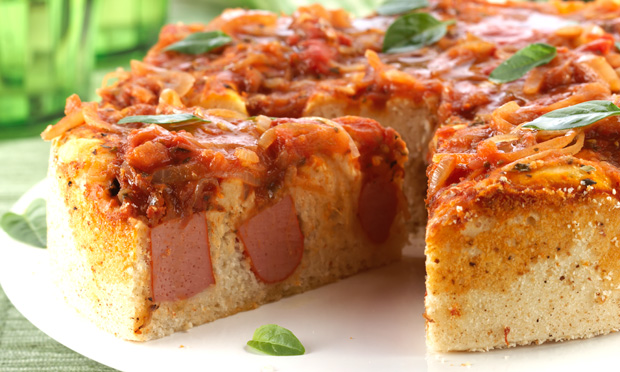 Torta siciliana com salsicha