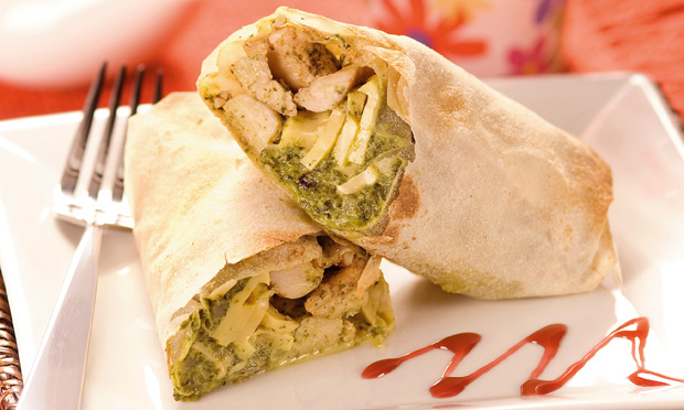 Wrap frango com espinafre