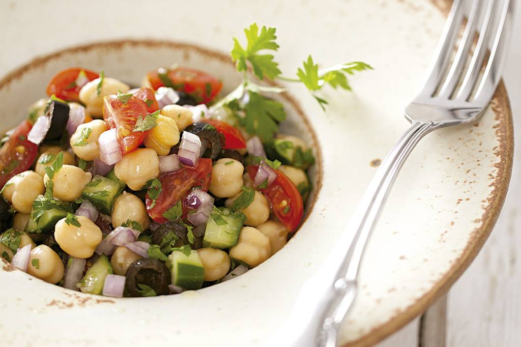 Salada de grão-de-bico da Mimis