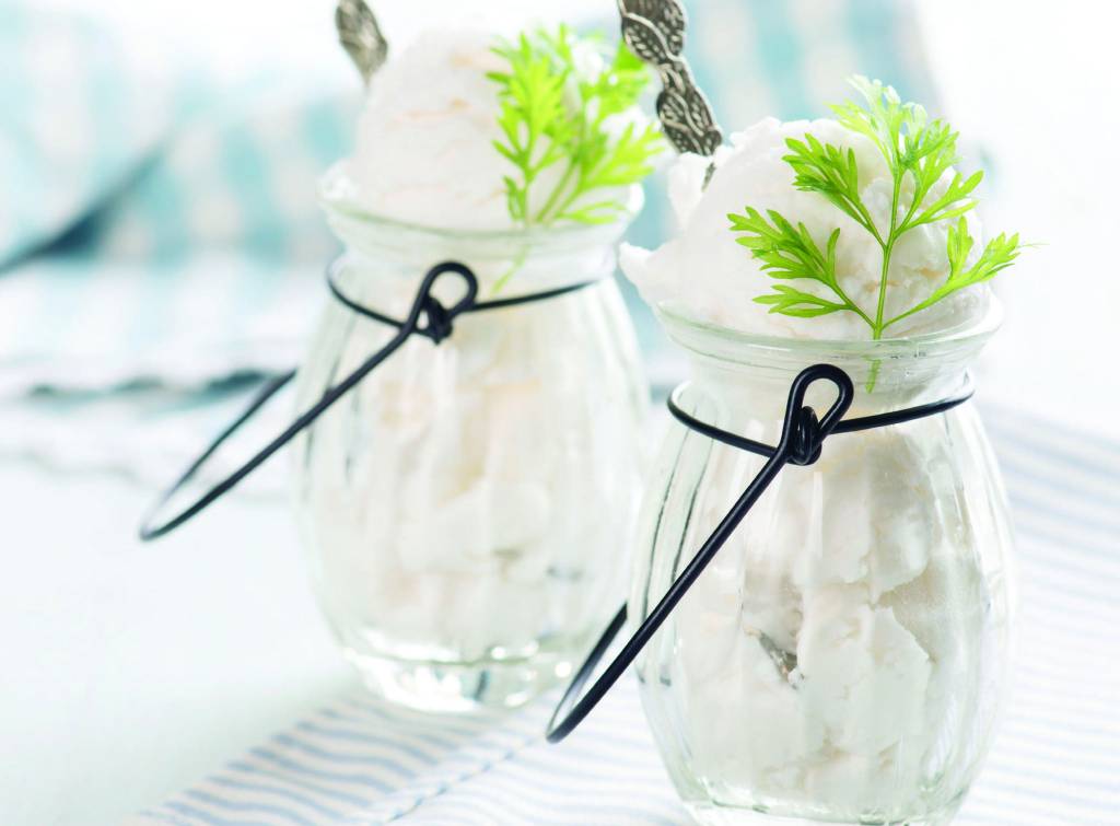 Gelado de tapioca e coco