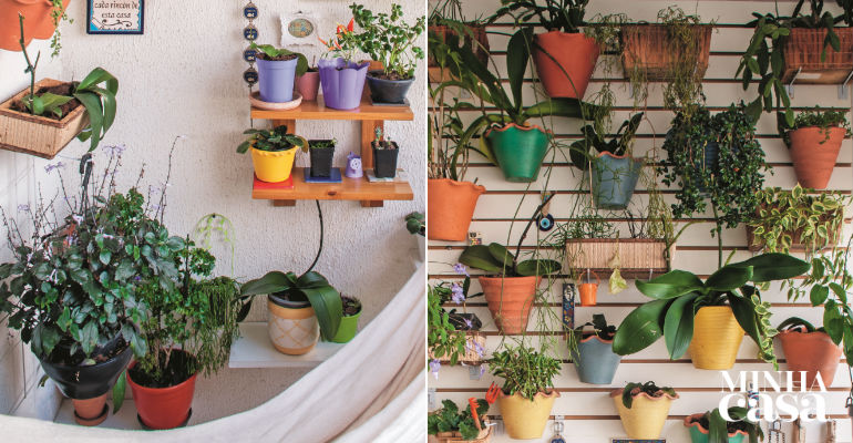 Varanda pequena com jardim vertical