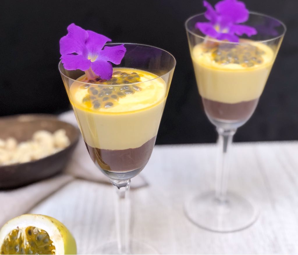 Creme low carb de maracujá e chocolate