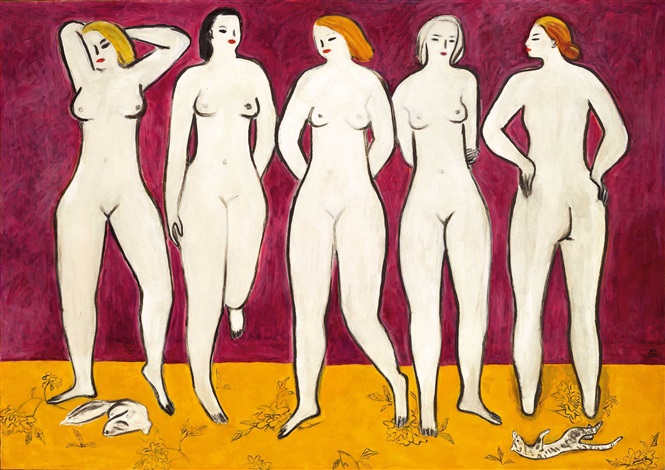 five nudes by sanyu