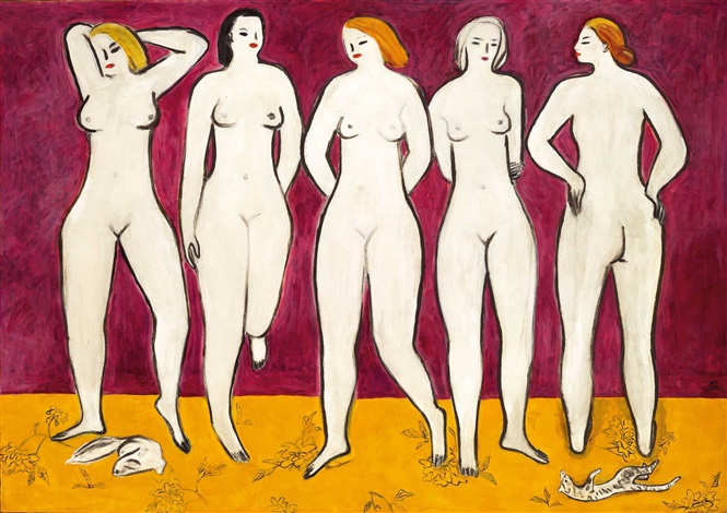 Se tornando a obra mais cara e cobiçada do pintor chinês, "Five nudes" foi leiloado por quase 40 milhões de dólares em 2019.