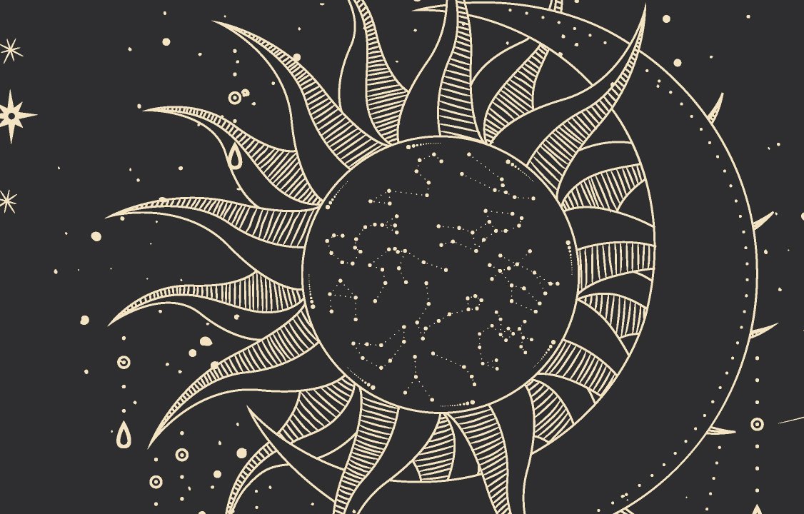 Ilustração astrológica de lua e sol