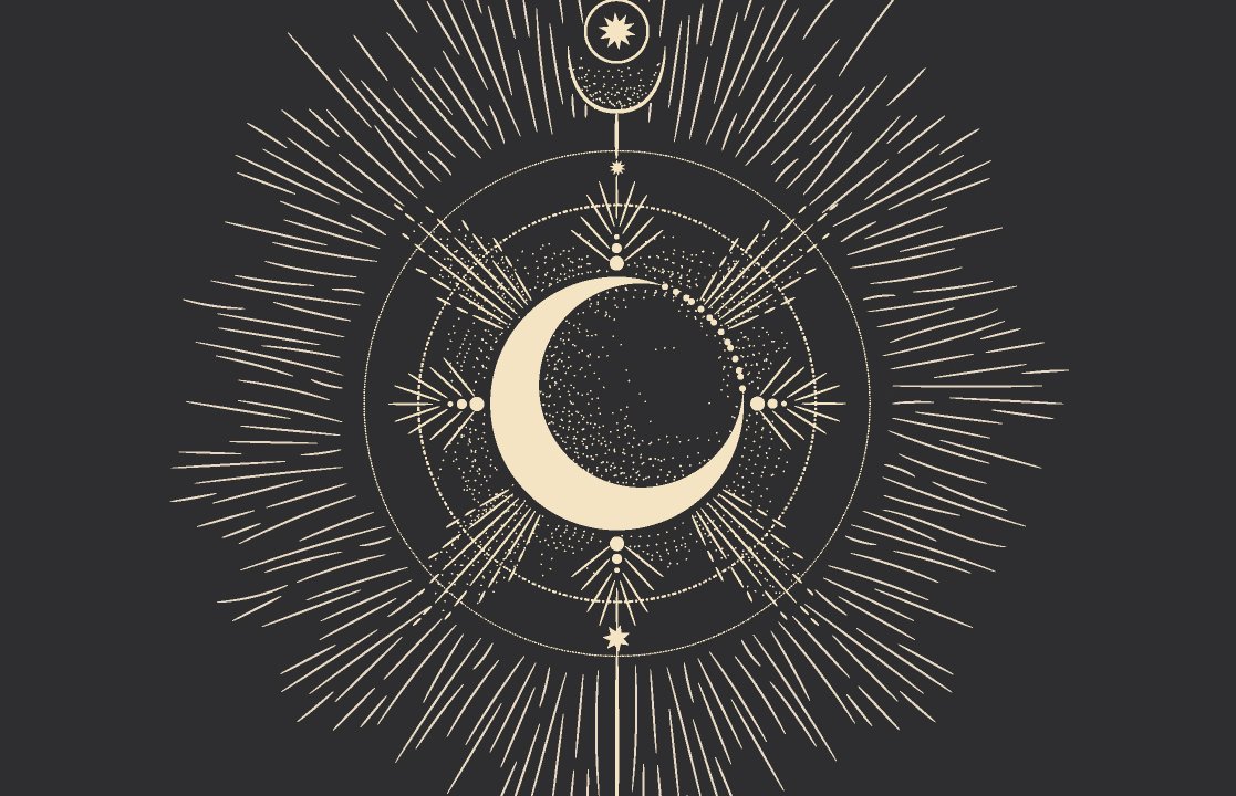Ilustração astrológica de lua - horóscopo