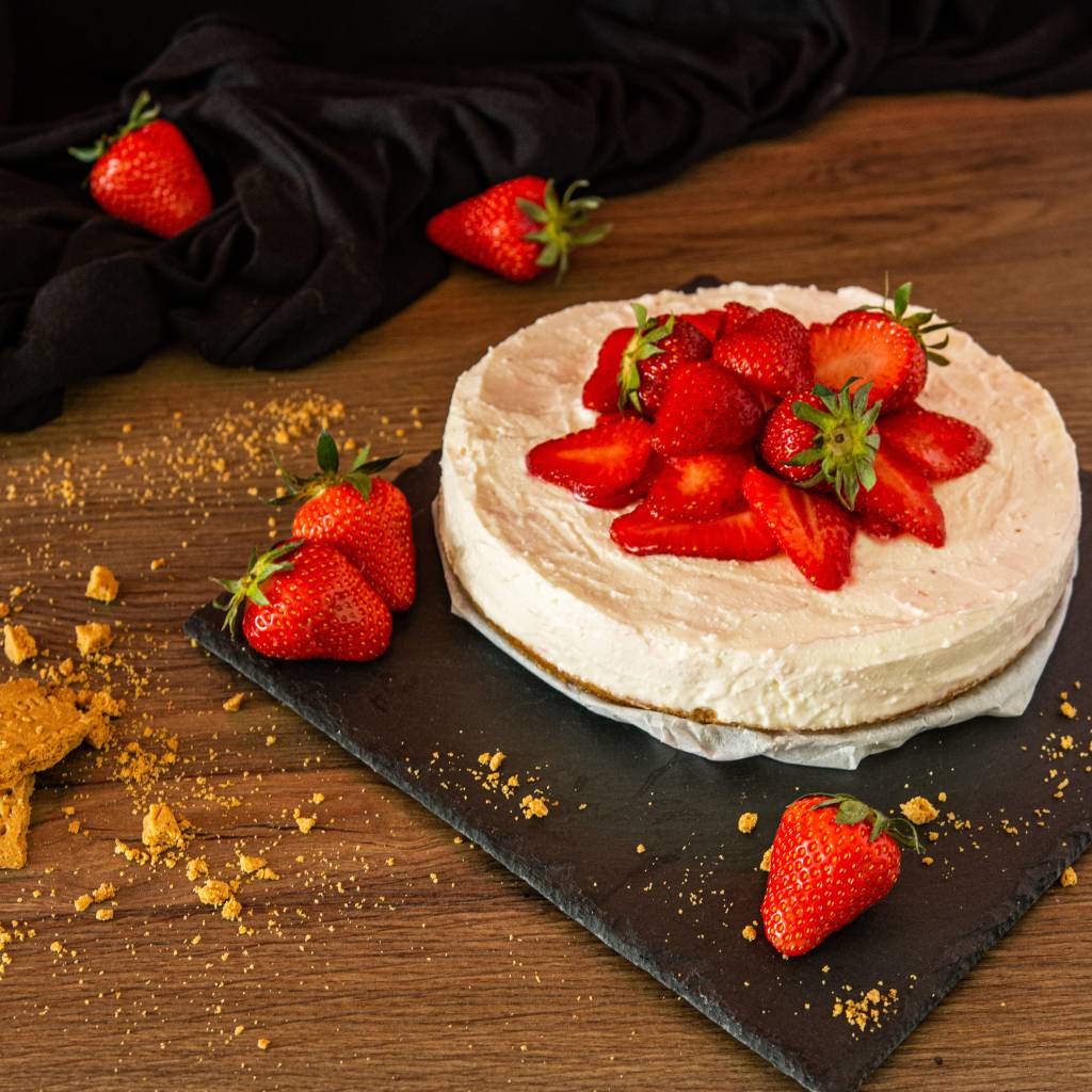 Cheesecake vegano de morango