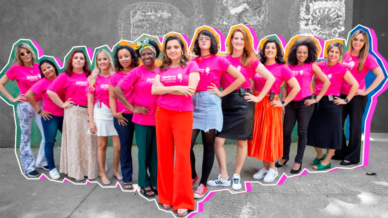 13 mulheres responsáveis da ação Divabética, na Vila Mariana, em 15 de março de 2020
