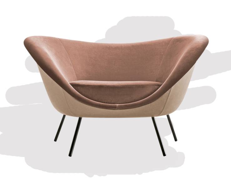 Poltrona de veludo D.154.2 (1,20 m x 74 cm x 81 cm), de Gio Ponti para a Molteni.