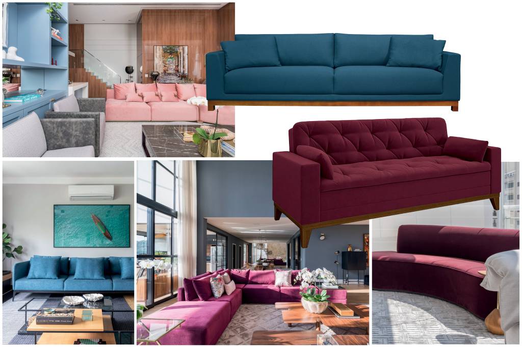Sofás coloridos viram o centro das atenções e transformam a decoração