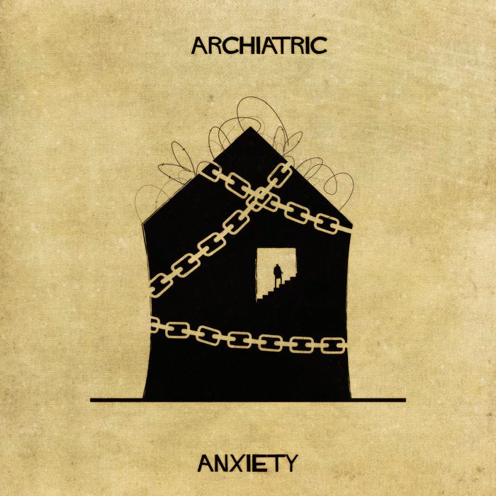 ansiedade Ilustração de uma casa representando a ansiedade
