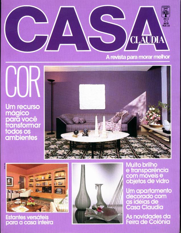 Capa da revista Casa Claudia, edição 5, maio de 1989. Capa da revista Casa Claudia, edição 5, maio de 1989.