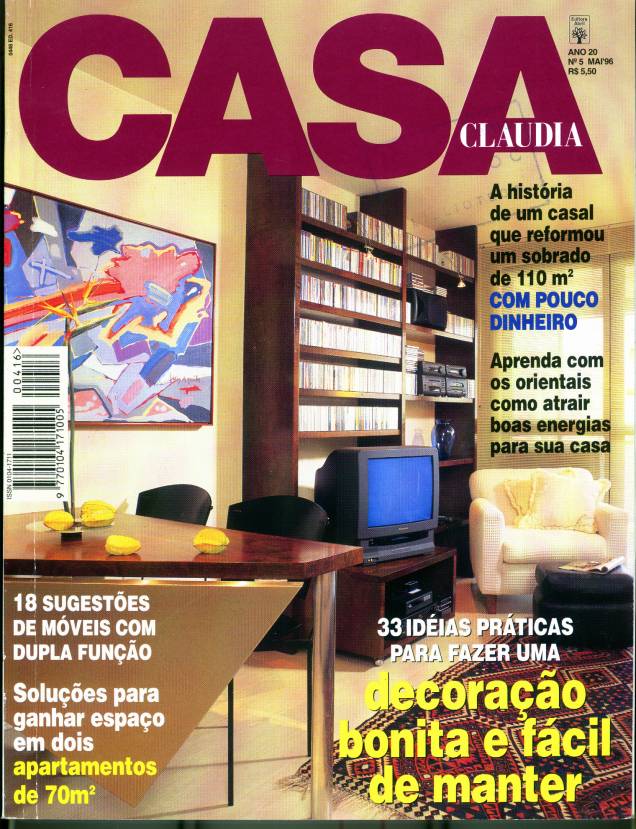 Capa da revista Casa Claudia, edição 5, maio de 1996. Capa da revista Casa Claudia, edição 5, maio de 1996.