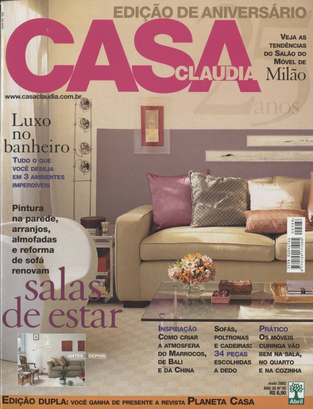 <span>Capa de Casa Claudia edição de maio de 2002.</span> <span>Capa de Casa Claudia edição de maio de 2002.</span>