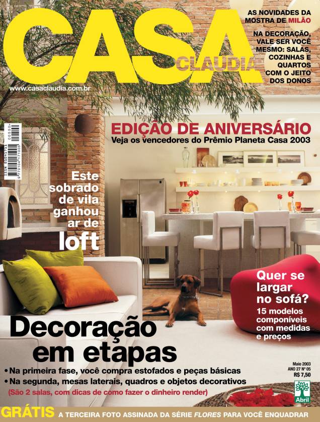 Capa de Casa Claudia edição 500, Edição de Aniversário, de maio de 2003. Capa de Casa Claudia edição 500, Edição de Aniversário, de maio de 2003.