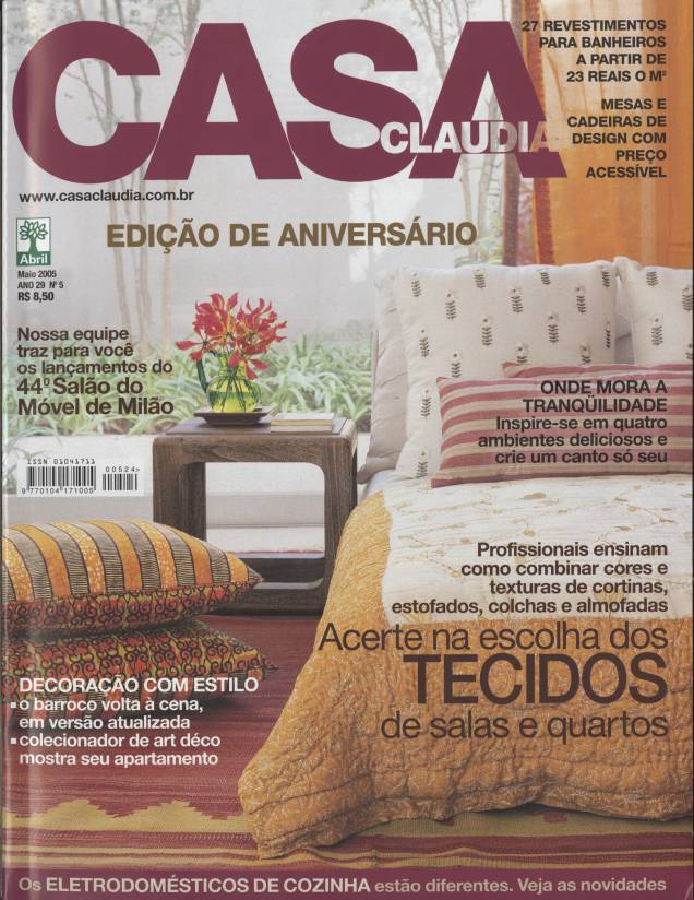 <span>Capa da revista Casa Claudia, edição 524, de maio de 2005.</span> <span>Capa da revista Casa Claudia, edição 524, de maio de 2005.</span>