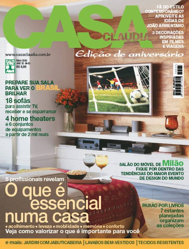 Capa da revista Casa Claudia, edição 537, de maio de 2006. Capa da revista Casa Claudia, edição 537, de maio de 2006.