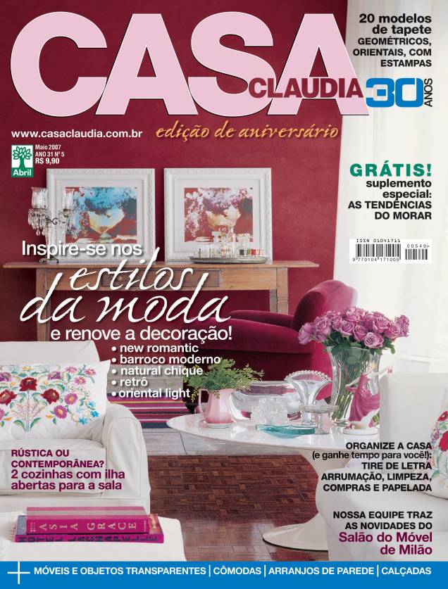Capa da revista Casa Claudia edição 549, de Maio de 2007. Capa da revista Casa Claudia edição 549, de Maio de 2007.