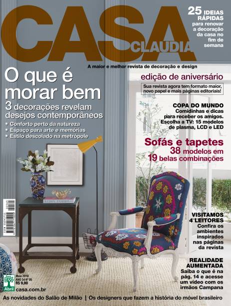 Capa da revista Casa Claudia, edição 585, de maio de 2010.