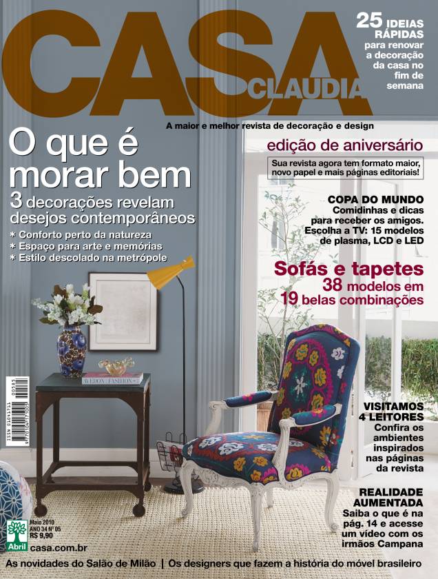 Capa da revista Casa Claudia, edição 585, de maio de 2010. Capa da revista Casa Claudia, edição 585, de maio de 2010.
