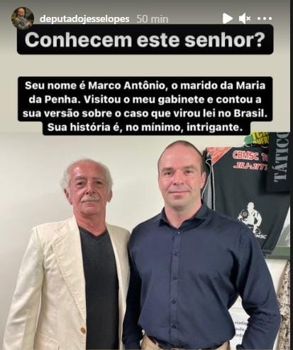 e-jrilhwyamaoxs Deputado Jessé Lopes com o agressor de Maria da Penha