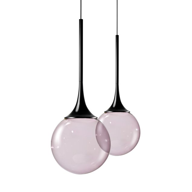 Em vidro rosa e metal, a Bubble Lamp é de Nika Zupanc.