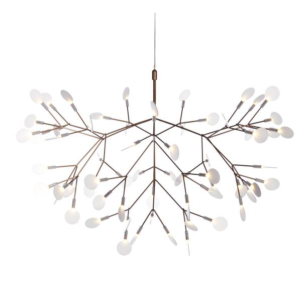 O Heracleum II (98 x 65 cm), de Bertjan Pot para a Moooi, tem estrutura de aço com acabamento de cobre e lentes de policarbonato. Na Ylighting por 3 315 dólares.