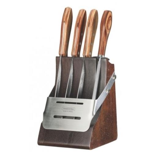 O jogo para churrasco <a href="https://www.gotoshop.com.br/UtilidadesDomesticas/churrasqueirasud/Acessoriosdechurrasco/Jogo-Churrasco-Inox-5Pc-Polywood---21198468---Tramontina-Cutelaria-7058473.html?utm_source=sites&utm_medium=matéria_CC&utm_campaign=produtos&utm_content=201708">Polywood 21198468</a> Tramontina Cutelaria, em inox com cinco peças, custa R$ 603,12.