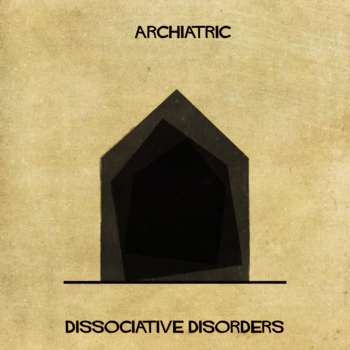 transtornos-dissociativos Ilustração de uma casa representando transtornos dissociativos
