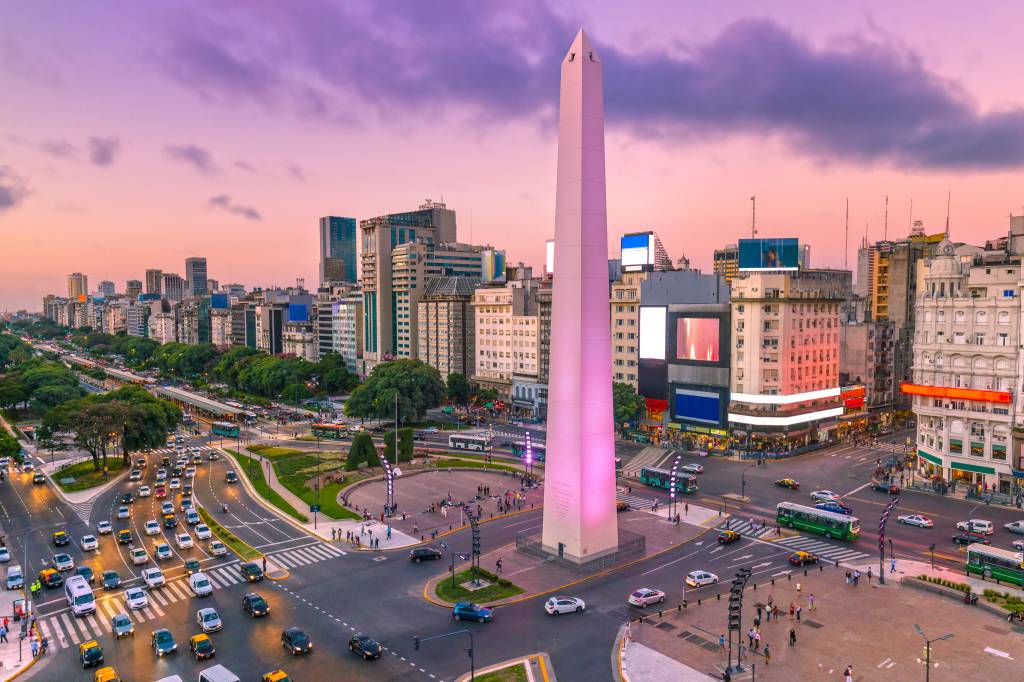 Argentina Buenos Aires dawn at center with rush hour Argentina