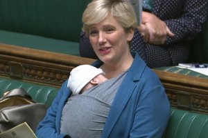 Stella Creasy with newborn in House of Commons