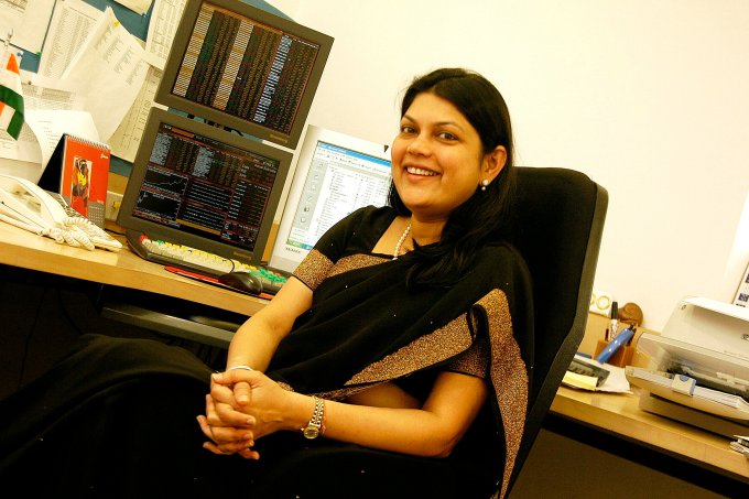 Falguni Nayar, Managing Director, Kotak Investment Bank, poses at office, in Mumbai, India. Potrait, Sitting