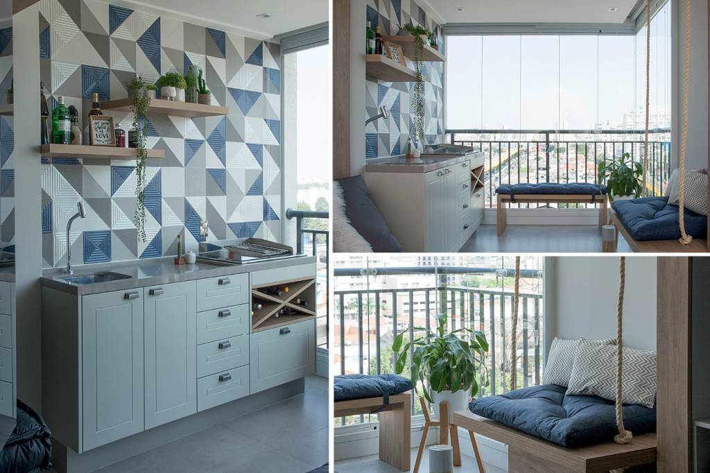 Decoração – Varandas A varanda desse pequeno apartamento foi reformulada pelo arquiteto Bruno Moraes, trazendo soluções inteligentes