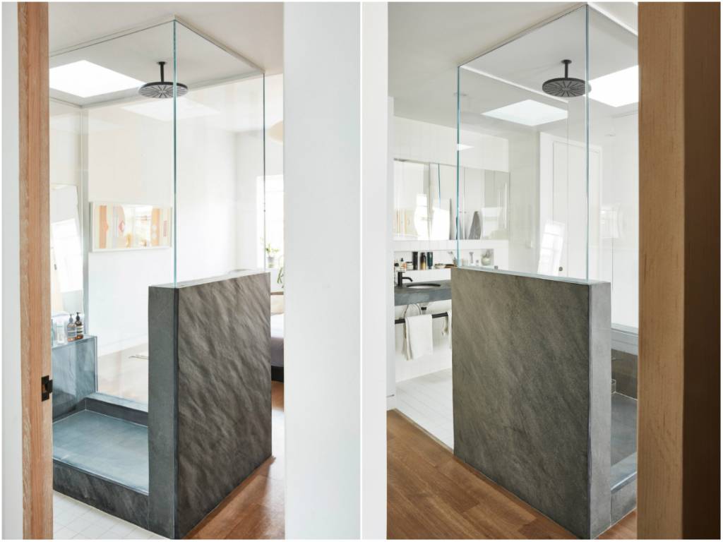 4-Quarto minimalista com cabeceira que esconde o closet