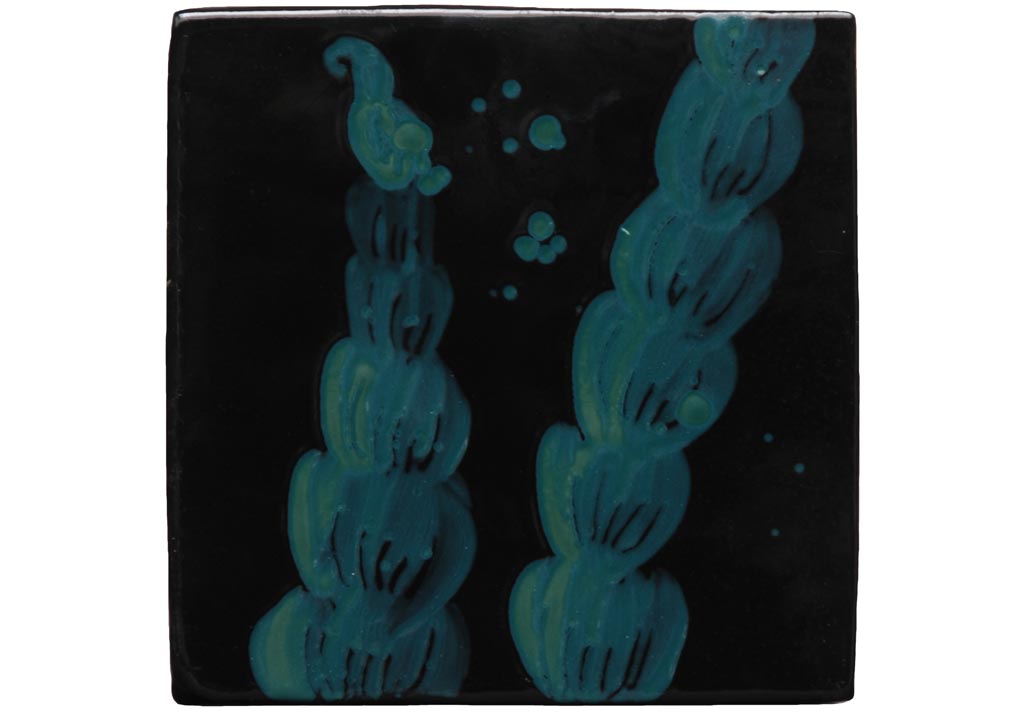 EMERY-&-CIE—Carreau-peint-à-la-main-FONDS-MARINS-20-x-20,-motif-Algues-fond-noir