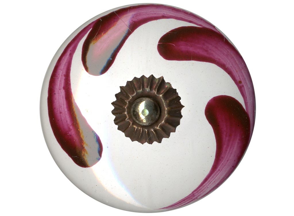 EMERY-&-CIE—Poignée-bouton-en-céramique-peinte-motif-N°3-Feuillage-manganèse