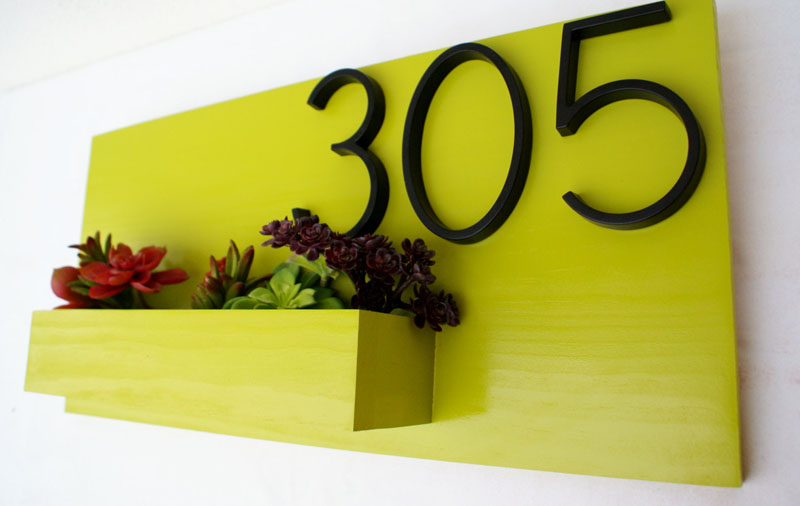 Modern citrus green address planter by GoodToTheGrain