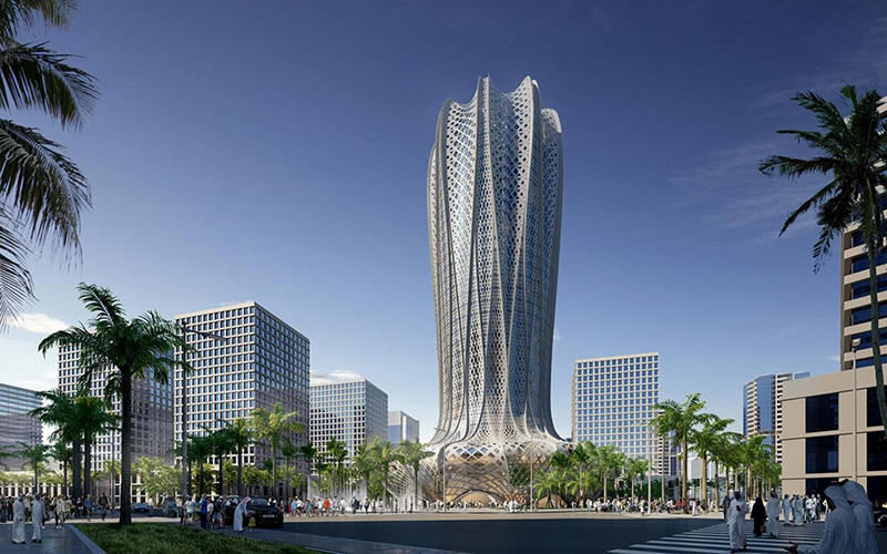 o-edificio-lusail-tem-a-forma-de-uma-flor-com-nove-pontas-e-base-bojuda