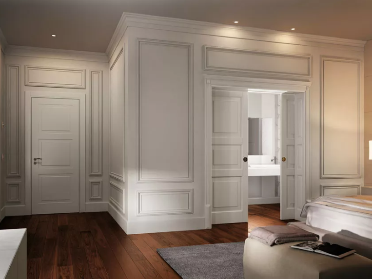 parede-do-quarto-decorada-com-boiseries parede-do-quarto-decorada-com-boiseries