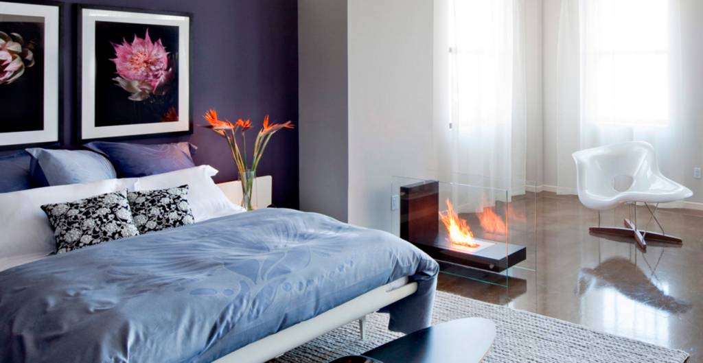 quarto-relaxante-lilas-com-lareira-portáril