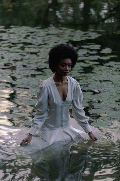 Vestido de cetim de viscose Vestido de cetim de viscose