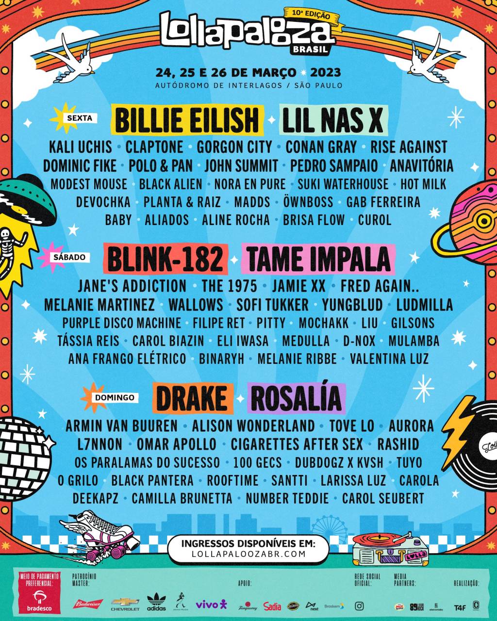 FfcLyimWQAMVKNX Line-up completo do Lollapalooza 2023
