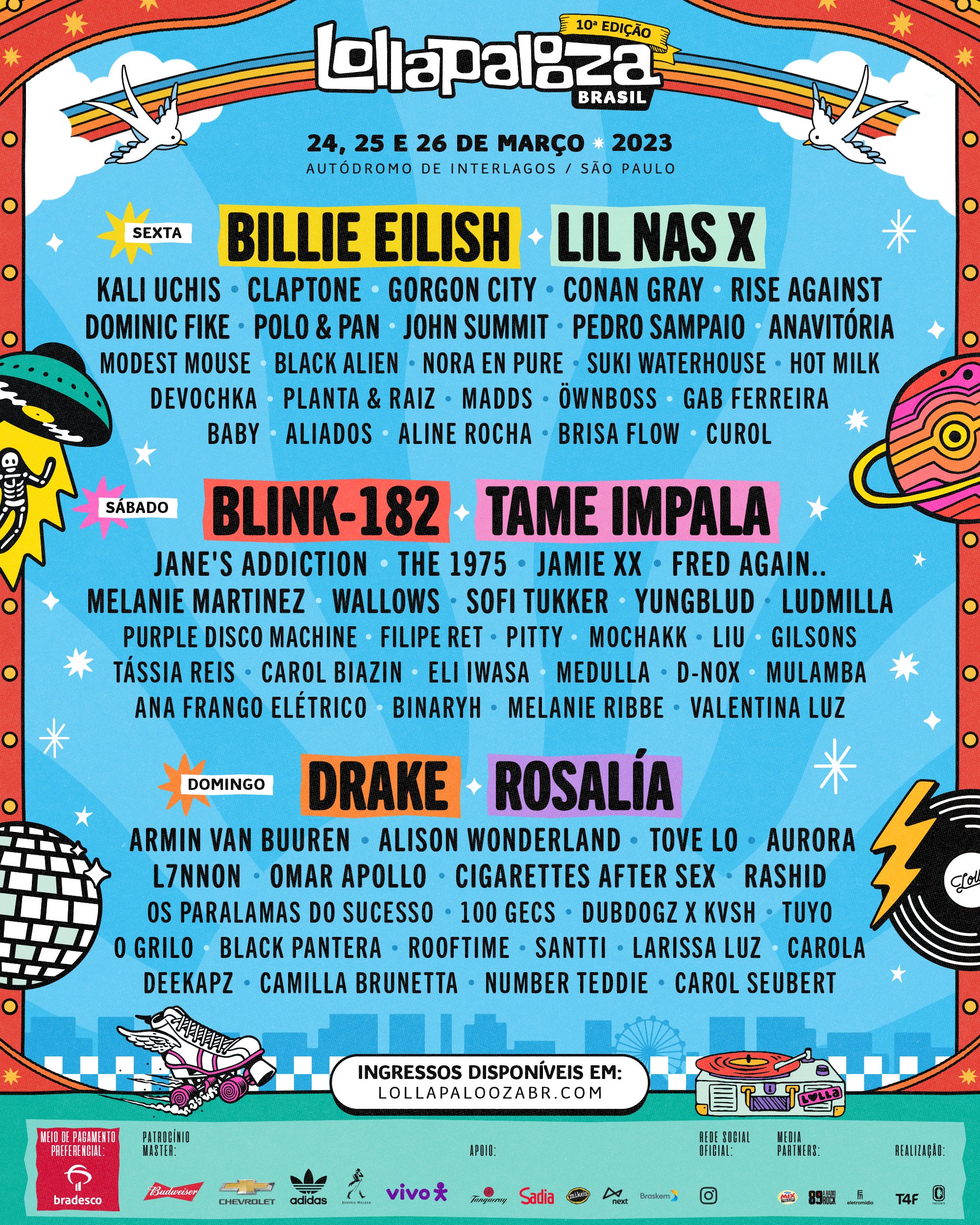 Check out the Lollapalooza Brasil 2023 daily schedule My Crush Live